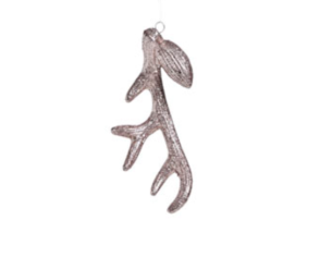 Suspension en forme de ramure de renne scintillantes rose champagne. Synthétique. Hauteur 15cm