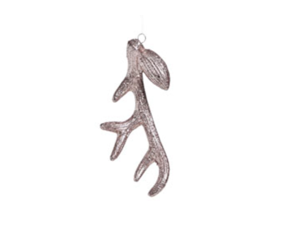 Suspension en forme de ramure de renne scintillantes rose champagne. Synthétique. Hauteur 15cm