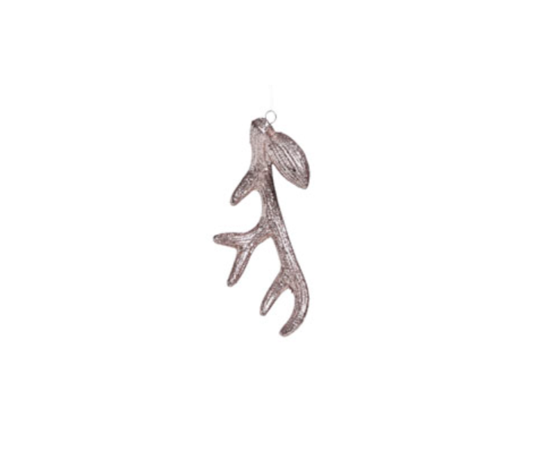 Suspension en forme de ramure de renne scintillantes rose champagne. Synthétique. Hauteur 15cm
