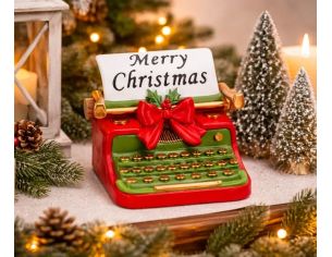 Décoration Noël machine à écrire rouge vert nœud rouge Merry Christmas houx - Lilosquare