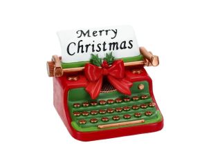 Décoration Noël machine à écrire rouge vert nœud rouge Merry Christmas houx - Lilosquare
