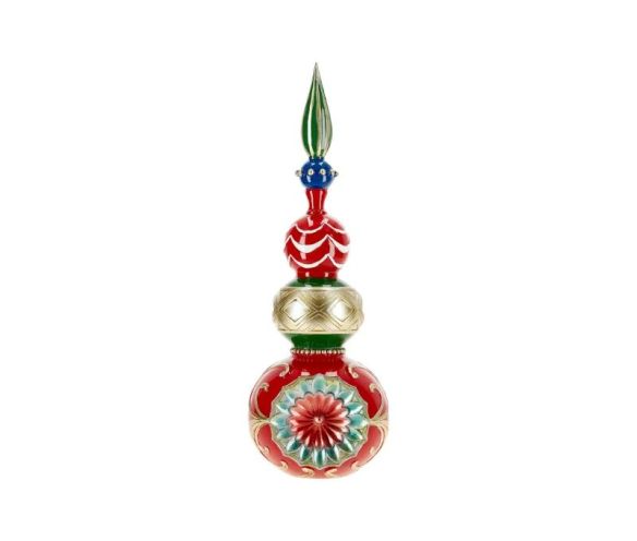 Pilier de Noël décoratif à poser boules empilées multicolore rouge vert or H30cm - Lilosquare
