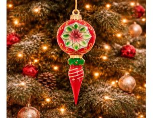 Goutte de Noël vintage poinsettia rouge vert or flèche torsadée H25cm - Lilosquare