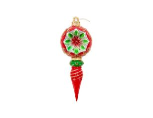 Goutte de Noël vintage poinsettia rouge vert or flèche torsadée H25cm - Lilosquare