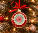 Voir la slide Boule de Noël vintage réflecteur rouge vert médaillon floral ruban rouge - Lilosquare