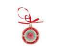Voir la slide Boule de Noël vintage réflecteur rouge vert médaillon floral ruban rouge Ø12cm - Lilosquare