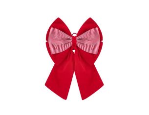 Très grand nœud de Noël rouge velours centre rayé rouge blanc 50x72cm - Lilosquare