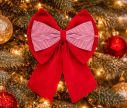 Voir la slide Très grand nœud de Noël rouge velours centre rayé rouge blanc 50x72cm - Lilosquare