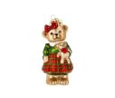 Voir la slide Suspension Noël maman ourse verre robe tartan rouge vert nœud ourson fil doré H13cm - Lilosquare