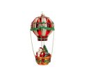 Voir la slide Suspension Noël Père Noël montgolfière verre rouge or vert nacelle osier H24cm - Lilosquare