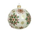 Voir la slide Boule Noël verre soufflé blanc flocons rouge vert or cristaux Preciosa peinte main Ø10cm - Lilosquare