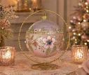 Voir la slide Boule Noël verre soufflé rose poudré fleurs cerisier perles or cristaux Preciosa peinte main Ø12cm - Lilosquare