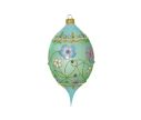 Voir la slide Boule Noël verre soufflé vert d'eau fleurs peintes main cristaux Preciosa drop 17cm - Lilosquare