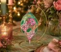 Voir la slide Goutte Noël verre soufflé transparent fleurs cerisier roses feuilles vertes cristaux Preciosa H17cm - Lilosquare