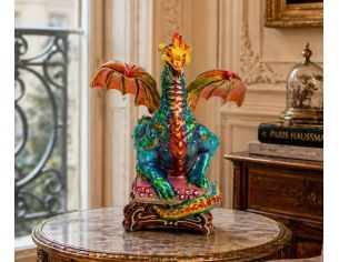 Figurine dragon verre soufflé à la bouche 180 cristaux Preciosa H18cm