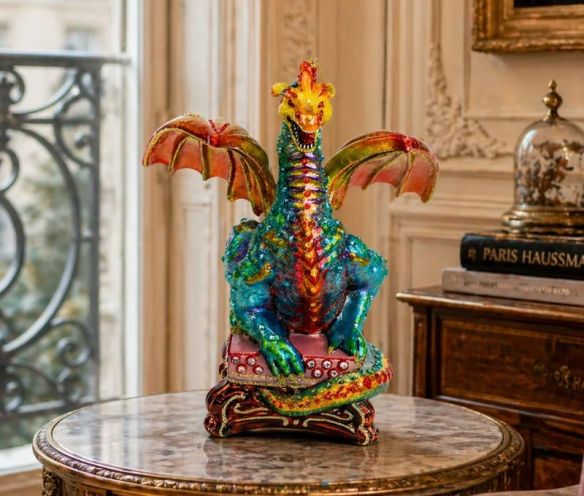 Figurine dragon verre soufflé à la bouche 180 cristaux Preciosa H18cm