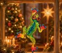 Voir la slide Vitrail grenouille fusing multicolore vert jaune orange rose cristaux Preciosa bleu turquoise suspension déco 17cm - Lilosquare