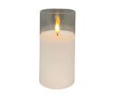 Voir la slide Bougie LED cire blanche dans verre cylindrique transparent grand modèle flamme LED timer 5h Ø7,5cm H15cm - Lilosquare