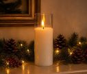 Voir la slide Bougie LED cire blanche dans verre cylindrique transparent grand modèle flamme LED timer 5h Ø7,5cm H15cm - Lilosquare
