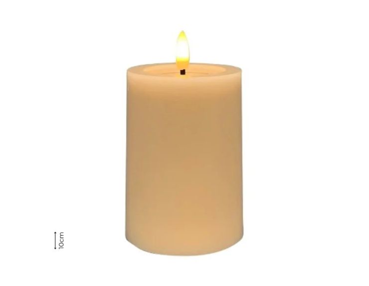 Bougie LED cire beige ivoire flamme LED timer 5h sans contenant Ø7,5cm H10cm - Lilosquare