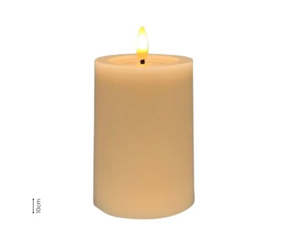 Bougie LED cire beige ivoire flamme LED timer 5h sans contenant Ø7,5cm H10cm - Lilosquare