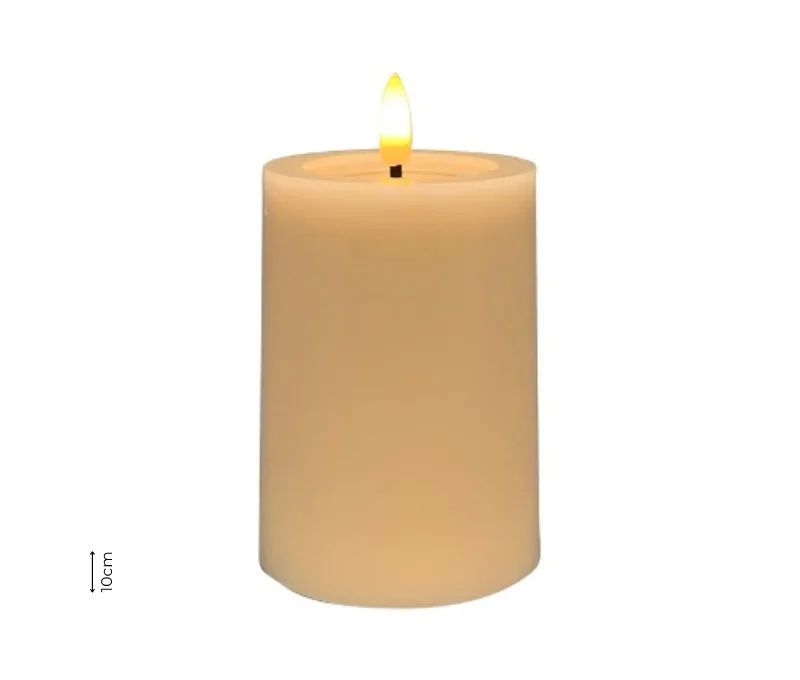 Bougie LED cire beige ivoire flamme LED timer 5h sans contenant Ø7,5cm H10cm - Lilosquare