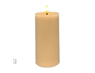 Grande bougie LED cire beige ivoire flamme LED timer intégré grand modèle sans contenant Ø7,5cm H15cm - Lilosquare