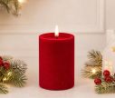 Voir la slide Bougie LED pilier velours rouge flocké flamme LED timer intégré Ø7,5cm H10cm - Lilosquare