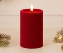 Voir la slide Grande bougie LED pilier velours rouge flocké flamme LED timer intégré Ø10cm H20cm - Lilosquare