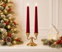 Voir la slide Set 2 chandelles LED velours rouge flocké flamme LED timer intégré bougeoir H22,5cm Ø2,2cm - Lilosquare