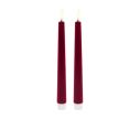 Voir la slide Set 2 chandelles LED velours rouge flocké flamme LED timer intégré bougeoir H22,5cm Ø2,2cm - Lilosquare