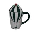 Voir la slide Tasse Noël porcelaine montgolfière rayée vert blanc couvercle houx baies rouges anse verte 400ml H18cm - Lilosquare