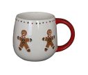 Voir la slide Mug Noël céramique blanc arrondi bonhomme pain d'épices décor points rouges anse rouge 320ml - Lilosquare