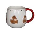 Voir la slide Mug Noël céramique blanc arrondi maison pain d'épices glaçage blanc couronne houx anse rouge 320ml - Lilosquare