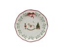 Voir la slide Assiette dessert Noël céramique blanche cheval bascule casse-noisette sapin houx couronne nœud rouge bord ondulé Ø23cm