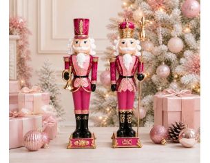 Figurine casse-noisette résine rose fuchsia or chapeau militaire trompette dorée bottes noires H47cm - Lilosquare