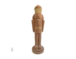 Grande figurine casse-noisette flocqué velours beige sable couronne paillettes dorées ceinture or H80cm - Lilosquare