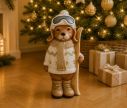 Voir la slide Figurine chien résine effet pierre mate pull jacquard blanc or écharpe bonnet lunettes ski skis bois H45cm - Lilosquare