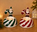 Voir la slide Bougeoir de Noël porcelaine Père Noël rouge sucre d'orge rouge blanc base rayée bougie chauffe-plat H9cm - Lilosquare