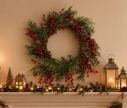 Voir la slide Couronne de Noël artificielle baies rouges cyprès buis feuillage vert base osier Ø60cm - Lilosquare