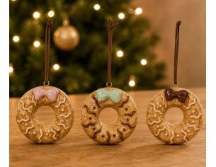 Set de 3 donuts décoratifs en céramique avec nœuds pastel Ø7cm - Lilosquare