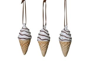 Set de 3 suspensions cornets de glace céramique émaillée avec sprinkles H9cm - Lilosquare