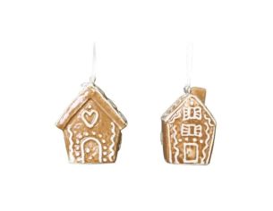 Set de 2 suspensions maison pain d'épices en dolomite émaillée blanc H5,9cm - Lilosquare