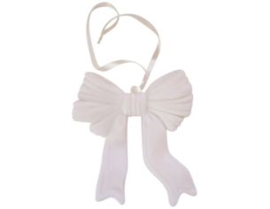 Grand nœud de suspension en velours blanc à accrocher sapin ou couronne 20x22cm - Lilosquare
