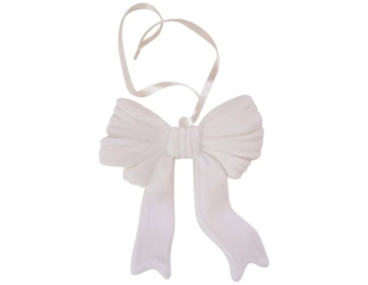 Grand nœud de suspension en velours blanc à accrocher sapin ou couronne 20x22cm - Lilosquare