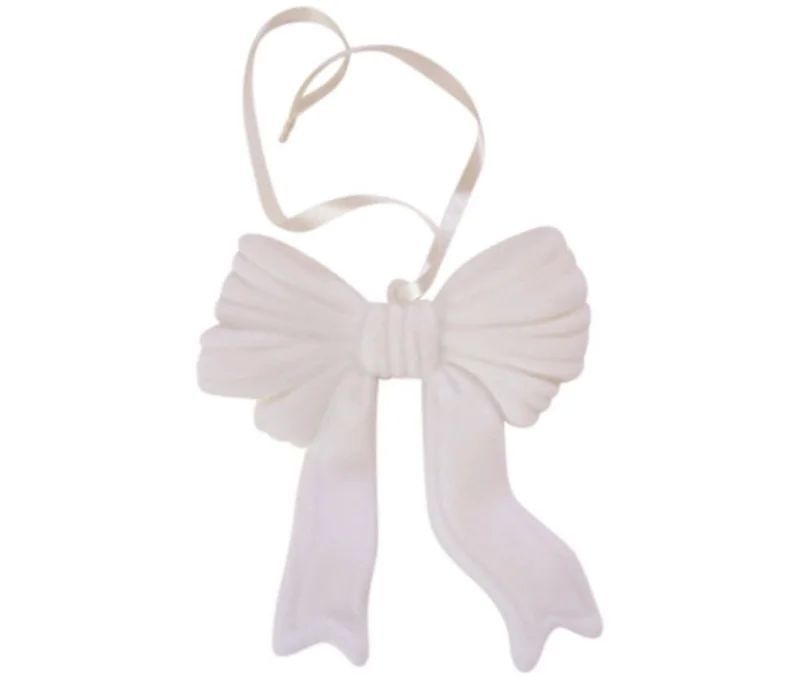 Grand nœud de suspension en velours blanc à accrocher sapin ou couronne 20x22cm - Lilosquare