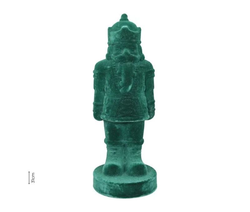 Figurine casse-noisette soldat en velours floqué vert sapin H31cm - Lilosquare