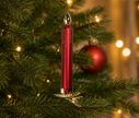 Voir la slide Bougie décorative à pince en verre rouge mat avec flamme et base dorée H15cm - Lilosquare