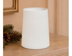 Photophore conique blanc en porcelaine texturée motifs géométriques en relief H13cm - Lilosquare