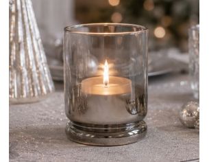 Bougeoir en verre fumé argenté dégradé transparent à argenté H10cm - Lilosquare